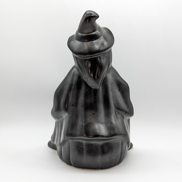 Vintage Witch w Spoon Matte Black Ceramic for Halloween Cauldron/Candy Dish - Picture 8 of 13